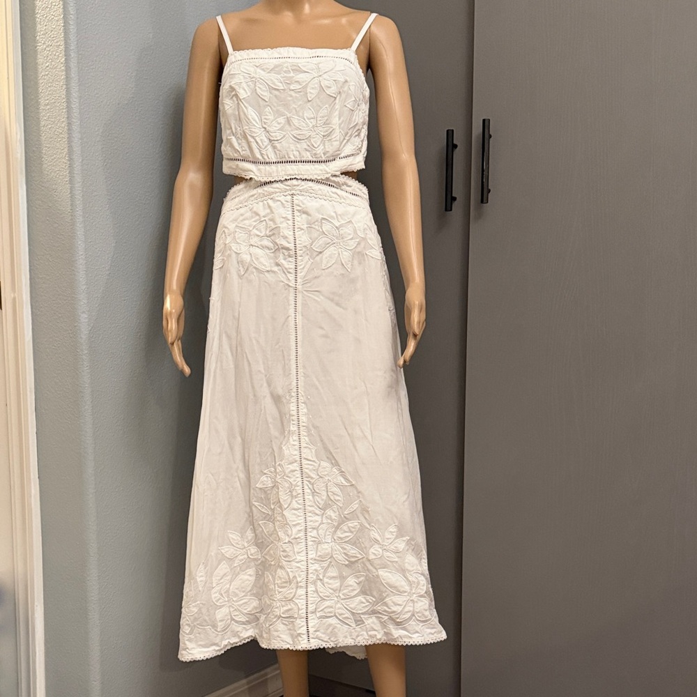 All Saints White Floral Midi Dress